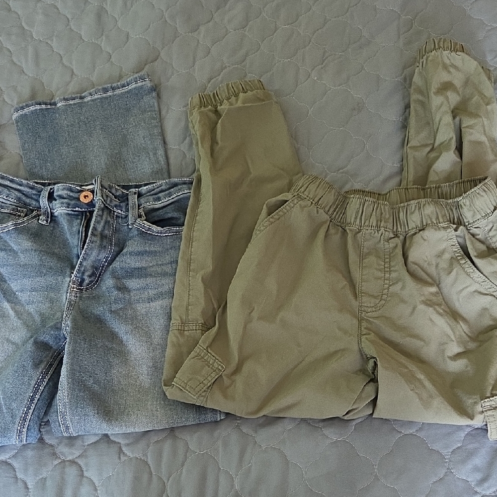 YMI Kids Blue and Olive Jeans Set